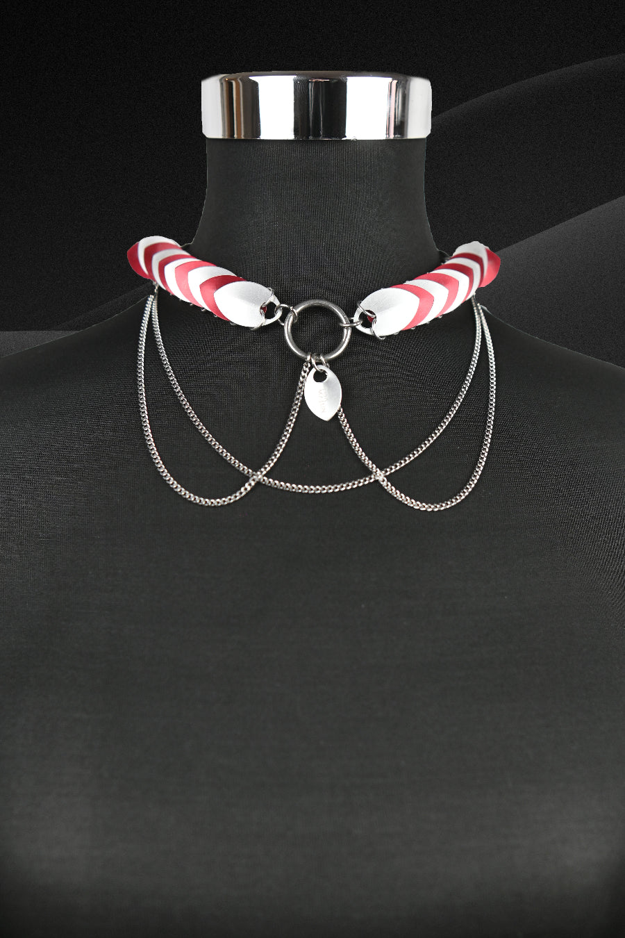 Scale-Chain-Choker-Silver-Red