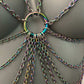 Produkt rainbow metal chain accessory with linked rings, colorful and vibrant, evoking boldness