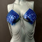 chain bra blue scales with silver chains edgy and bold fashion statement