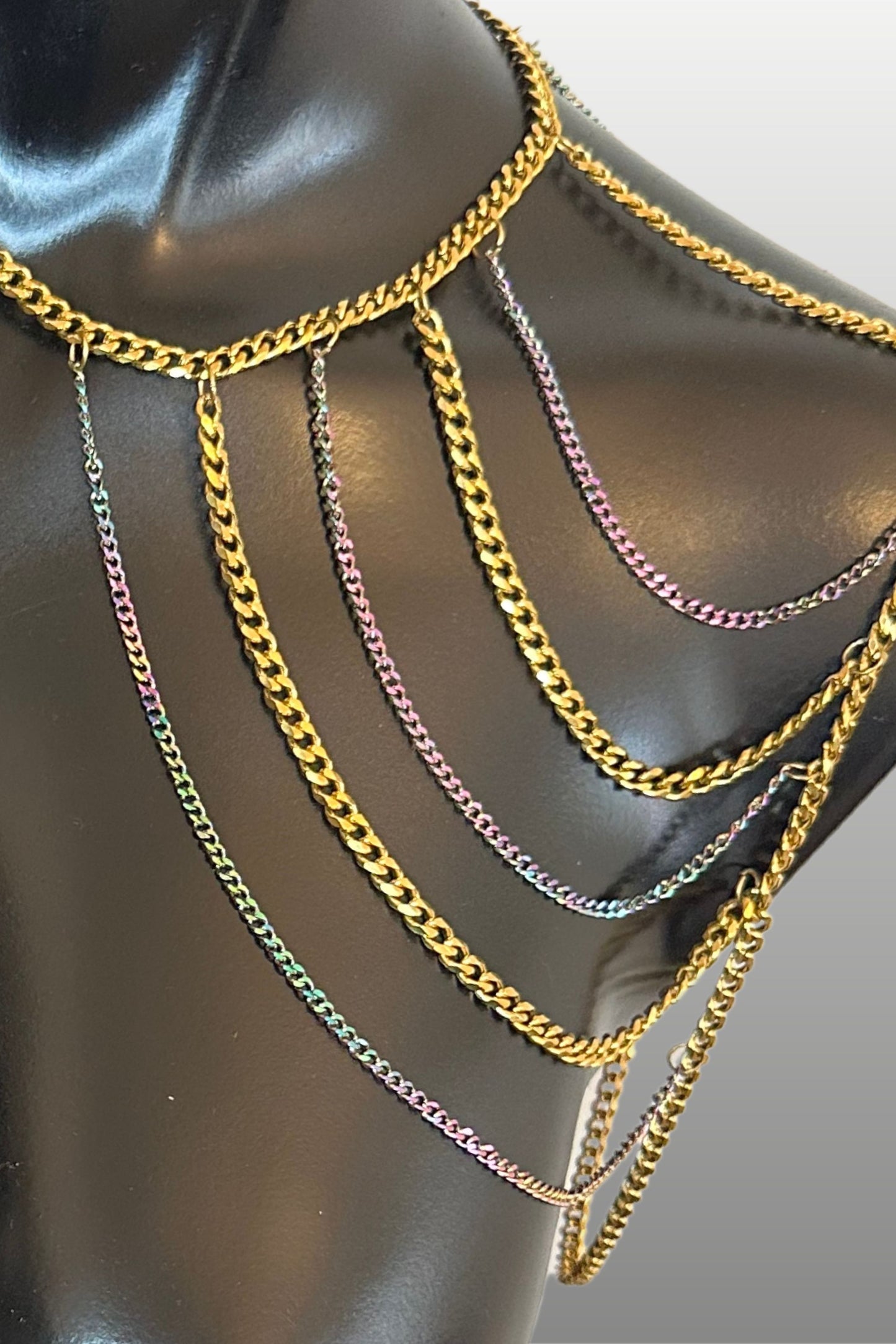 WING CHAIN Gold Rainbow Stainless Steel