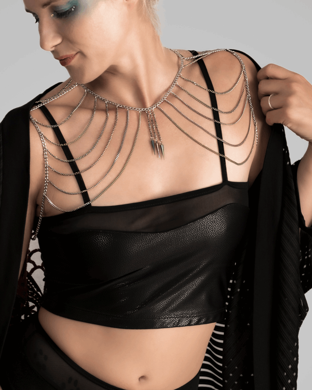 PHOENIX CHAIN Silver Rainbow Stainless Steel With Spikes - LisaMajun