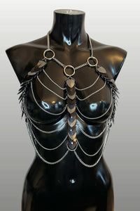 Aphrodite Fire Body Chain Harness | Large Scales, Mixed Colors, Festival Jewelry & Bold Fashion