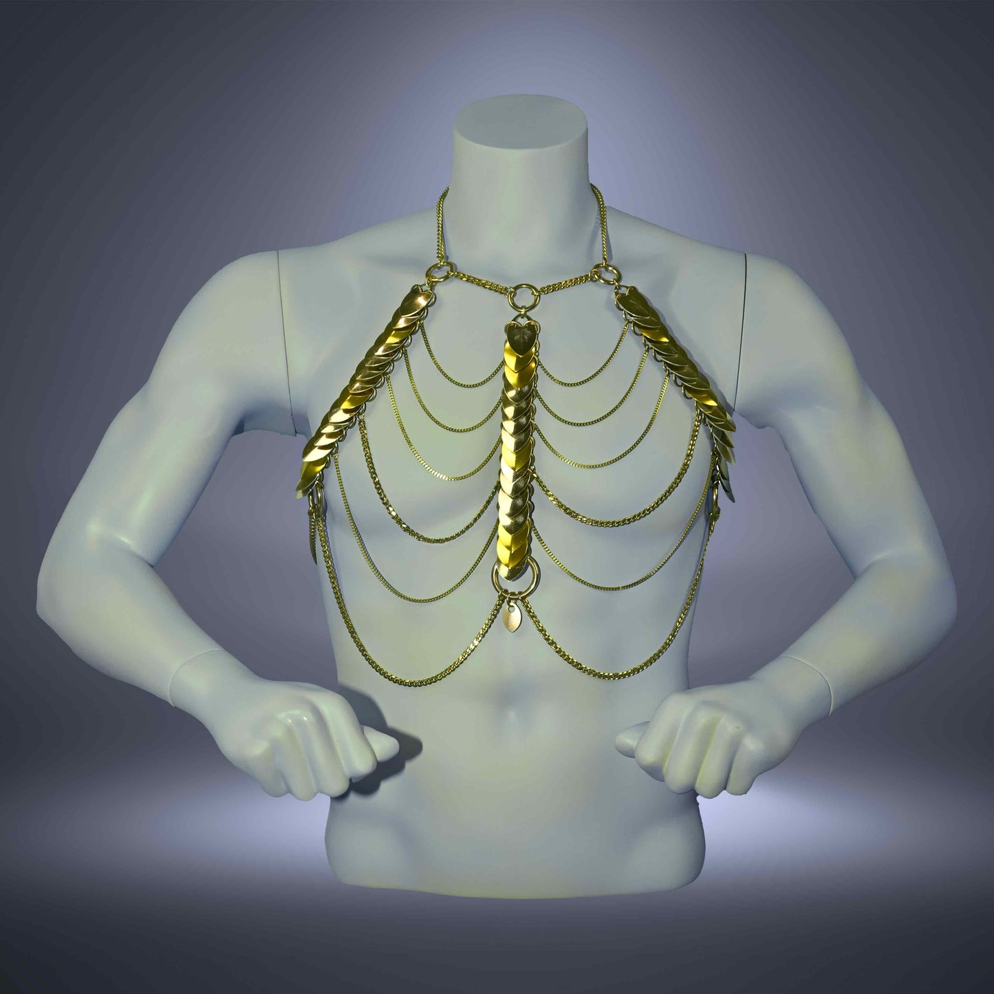 Aphrodite Fire Body Chain Harness | Large Scales, Festival Jewelry & Bold Fashion – Available in Multiple Colors