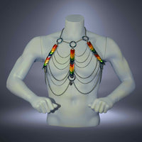 Aphrodite Fire Body Chain Harness | Large Scales, Mixed Colors, Festival Jewelry & Bold Fashion