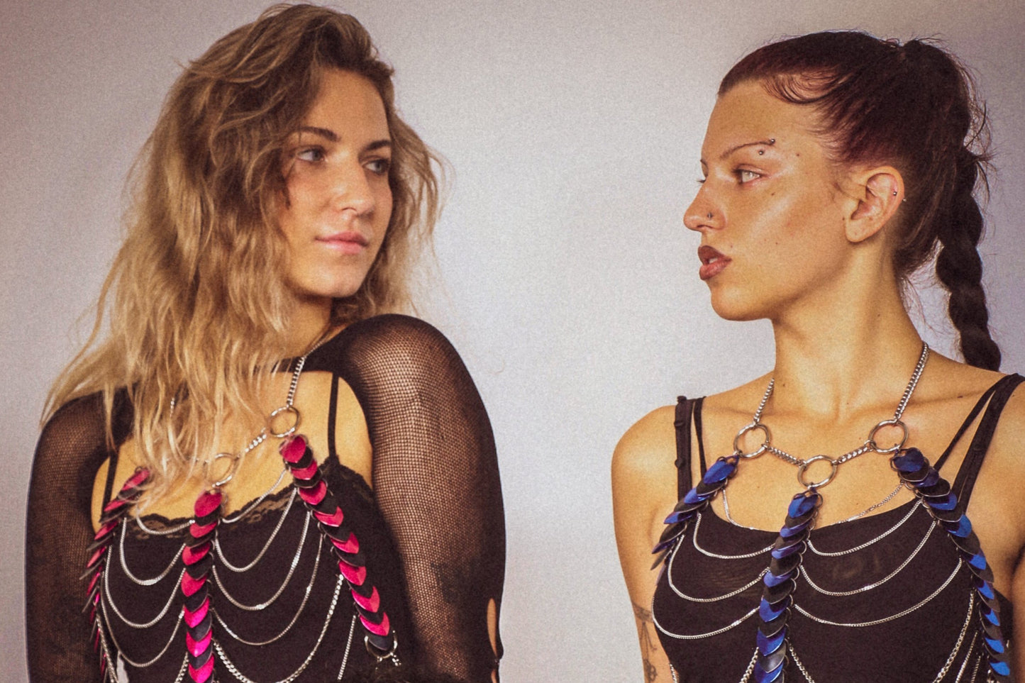 Aphrodite Fire Body Chain Harness | Large Scales, Mixed Colors, Festival Jewelry & Bold Fashion